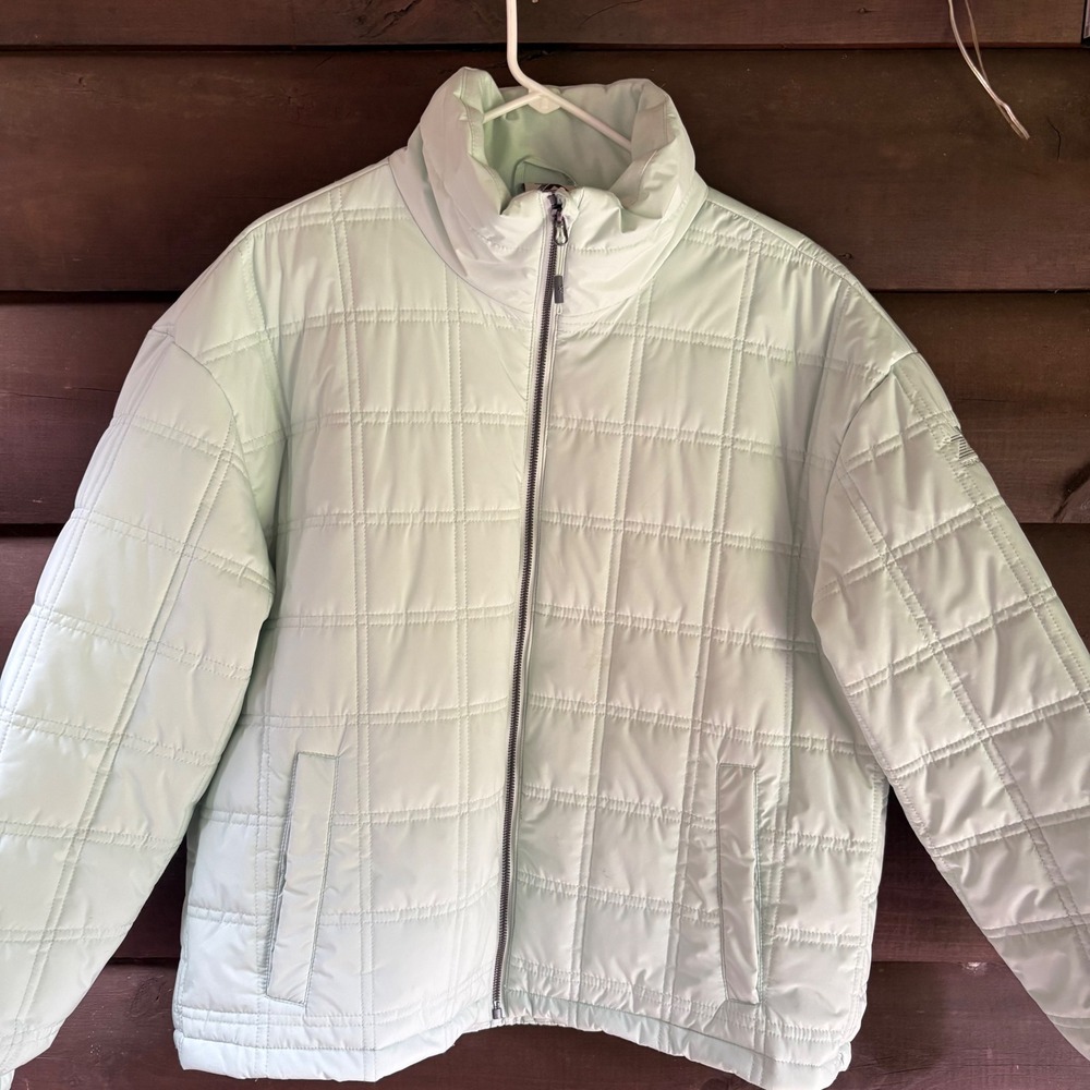 ZeroXposur Mint Spray Quilted Puffer Jacket Womens Large Full Zip Mint Green‎